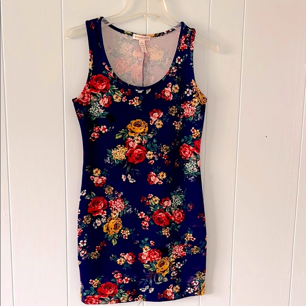 Ambiance Apparel navy blue floral tank dress